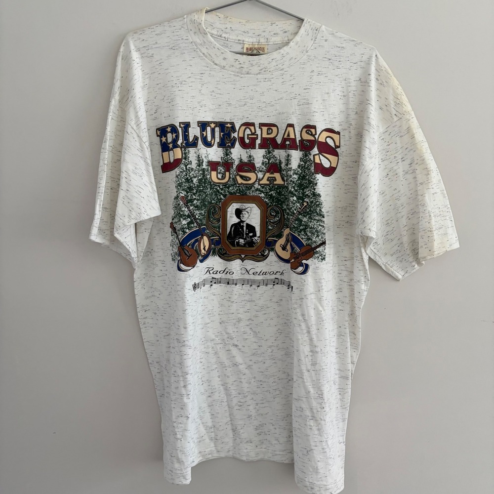 Vintage Prairie Mountain Bluegrass USA Radio Network T-Shirt XL Gray Speckle
